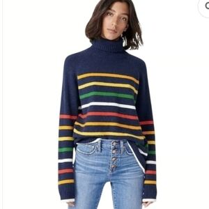 J. Crew Oversized Turtleneck Rainbow Sweater